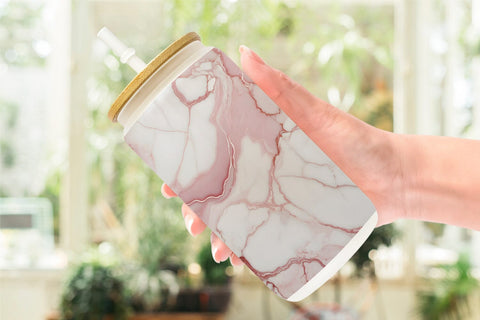 Glass Can Wrap Pink Marble Texture Sublimation artnoy 