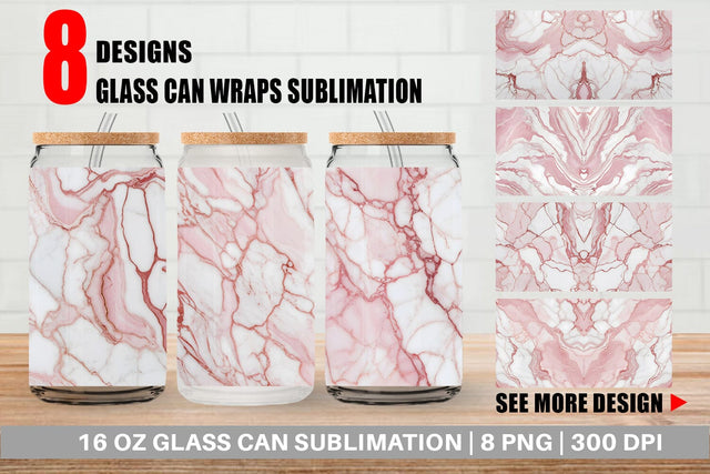 Glass Can Wrap Pink Marble Texture Sublimation artnoy 