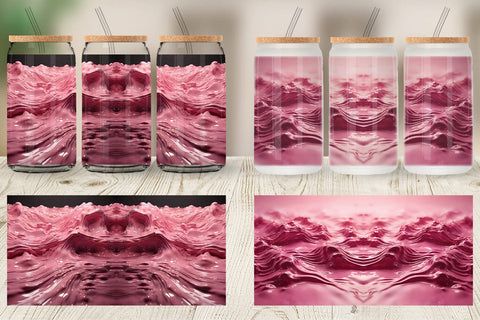 Glass Can Wrap Pink Wave Liquid Sublimation artnoy 