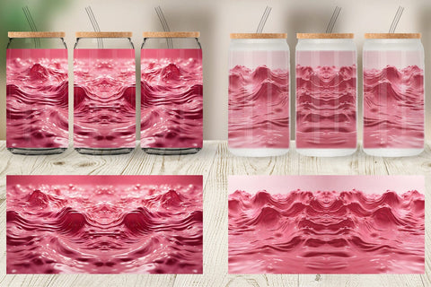 Glass Can Wrap Pink Wave Liquid Sublimation artnoy 