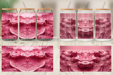 Glass Can Wrap Pink Wave Liquid Sublimation artnoy 