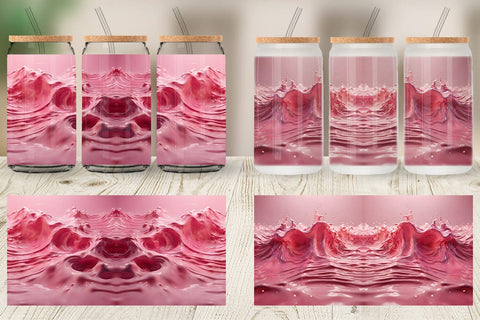 Glass Can Wrap Pink Wave Liquid Sublimation artnoy 