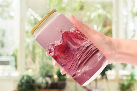 Glass Can Wrap Pink Wave Liquid Sublimation artnoy 