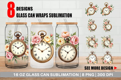 Glass Can Wrap Pocket Watch Sublimation artnoy 