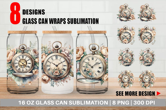 Glass Can Wrap Pocket Watch Sublimation artnoy 