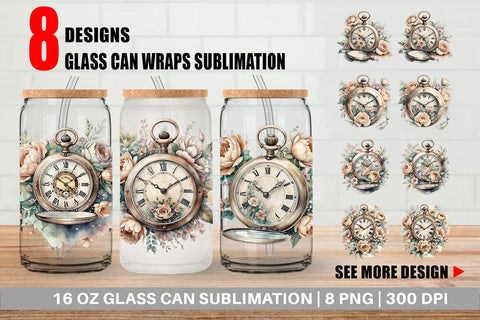 Glass Can Wrap Pocket Watch Sublimation artnoy 