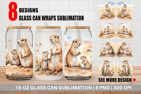 Glass Can Wrap Prairie Dog Mother Day Sublimation artnoy 