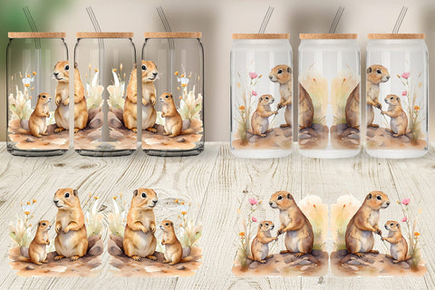 Glass Can Wrap Prairie Dog Mother Day Sublimation artnoy 