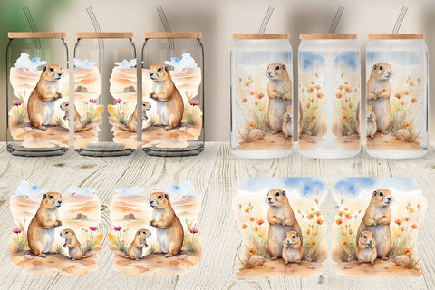 Glass Can Wrap Prairie Dog Mother Day Sublimation artnoy 