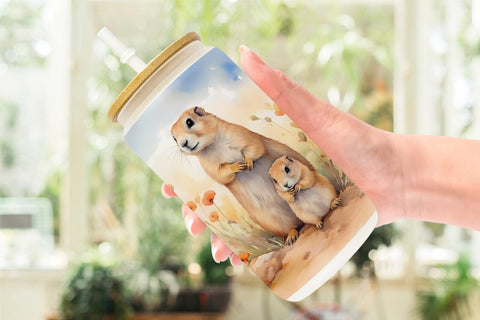 Glass Can Wrap Prairie Dog Mother Day Sublimation artnoy 