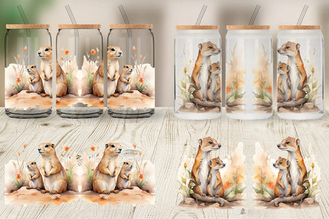 Glass Can Wrap Prairie Dog Mother Day Sublimation artnoy 