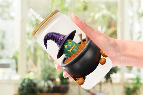 Glass Can Wrap Pumpkin Cauldron Sublimation artnoy 