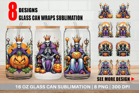 Glass Can Wrap Pumpkin King Sticker Sublimation artnoy 