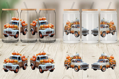 Glass Can Wrap Pumpkin Truck Sublimation artnoy 