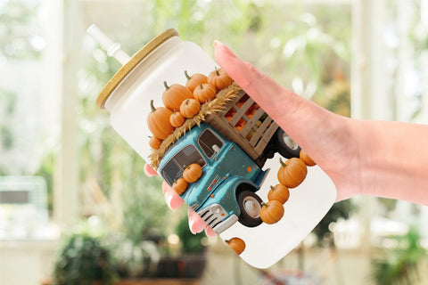 Glass Can Wrap Pumpkin Truck Sublimation artnoy 