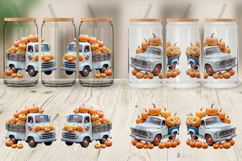 Glass Can Wrap Pumpkin Truck Sublimation artnoy 