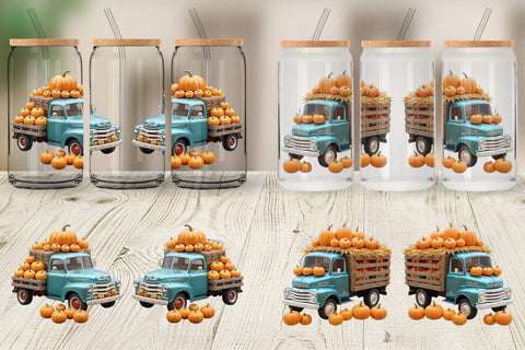 Glass Can Wrap Pumpkin Truck Sublimation artnoy 