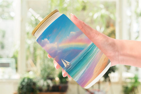 Glass Can Wrap Rainbow Beach Sublimation artnoy 
