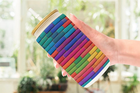 Glass Can Wrap Rainbow Brick Texture Sublimation artnoy 