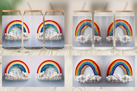 Glass Can Wrap Rainbow Embroidery Sublimation artnoy 