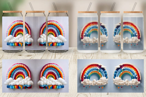 Glass Can Wrap Rainbow Embroidery Sublimation artnoy 