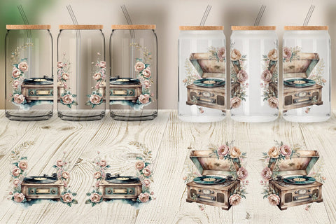 Glass Can Wrap Record Player Sublimation artnoy 