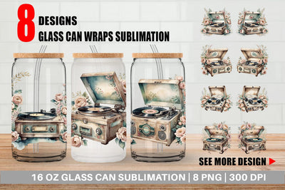Glass Can Wrap Record Player Sublimation artnoy 