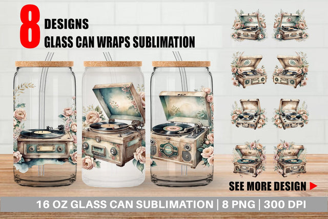 Glass Can Wrap Record Player Sublimation artnoy 