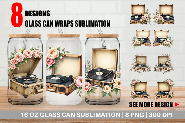 Glass Can Wrap Record Player Sublimation artnoy 