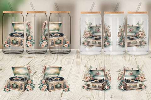 Glass Can Wrap Record Player Sublimation artnoy 