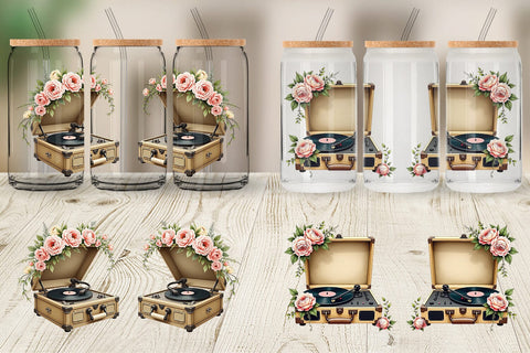 Glass Can Wrap Record Player Sublimation artnoy 