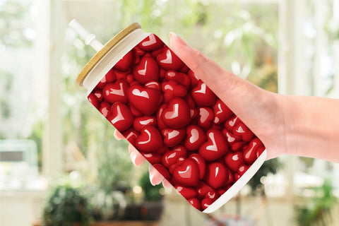 Glass Can Wrap Red Heart Background Sublimation artnoy 