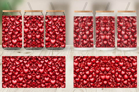 Glass Can Wrap Red Heart Background Sublimation artnoy 
