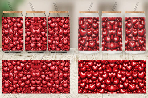 Glass Can Wrap Red Heart Background Sublimation artnoy 