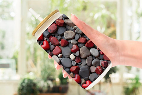 Glass Can Wrap Red Stone Valentine Sublimation artnoy 