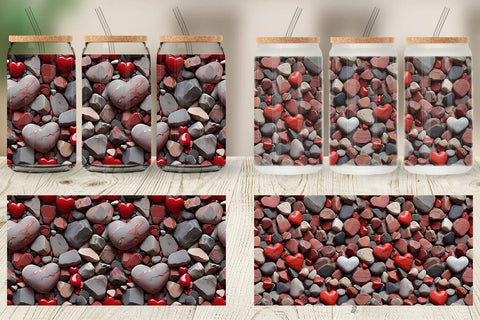 Glass Can Wrap Red Stone Valentine Sublimation artnoy 