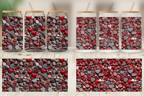 Glass Can Wrap Red Stone Valentine Sublimation artnoy 
