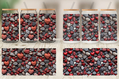 Glass Can Wrap Red Stone Valentine Sublimation artnoy 
