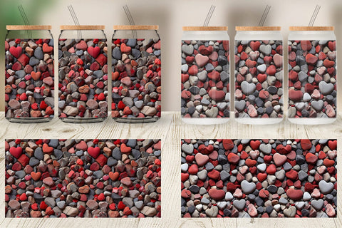 Glass Can Wrap Red Stone Valentine Sublimation artnoy 