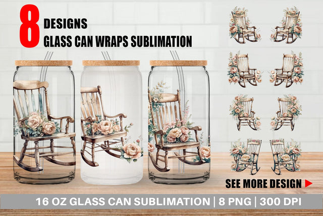 Glass Can Wrap Rocking Chair Sublimation artnoy 