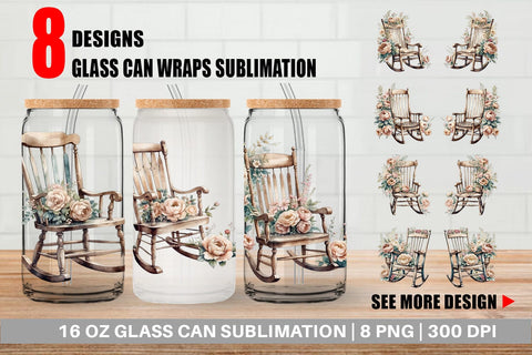 Glass Can Wrap Rocking Chair Sublimation artnoy 