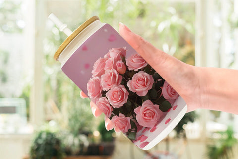 Glass Can Wrap Rose flower bouquet Sublimation artnoy 