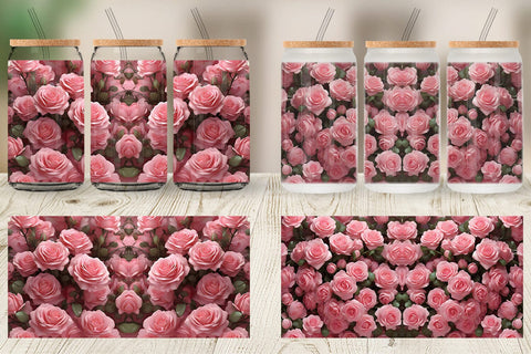 Glass Can Wrap Rose flower Sublimation artnoy 