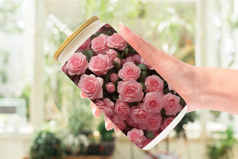 Glass Can Wrap Rose flower Sublimation artnoy 