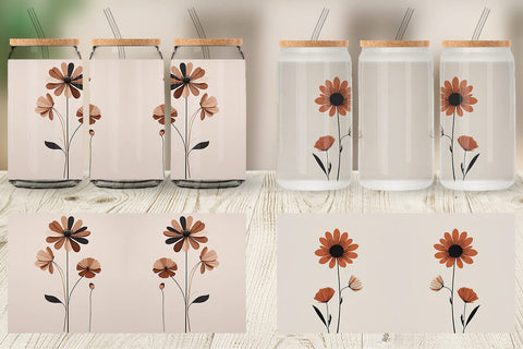 Glass Can Wrap Rose Flowers Boho Art Sublimation artnoy 