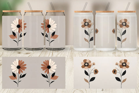 Glass Can Wrap Rose Flowers Boho Art Sublimation artnoy 