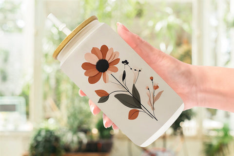 Glass Can Wrap Rose Flowers Boho Art Sublimation artnoy 