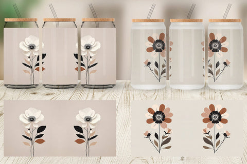 Glass Can Wrap Rose Flowers Boho Art Sublimation artnoy 