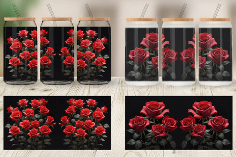 Glass Can Wrap Rose Flowers Dark Sublimation artnoy 