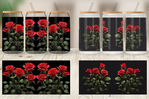 Glass Can Wrap Rose Flowers Dark Sublimation artnoy 